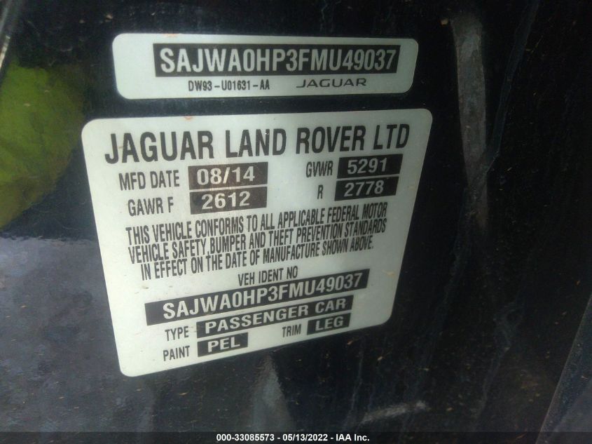 2015 JAGUAR XF V8 SUPERCHARGED SAJWA0HP3FMU49037
