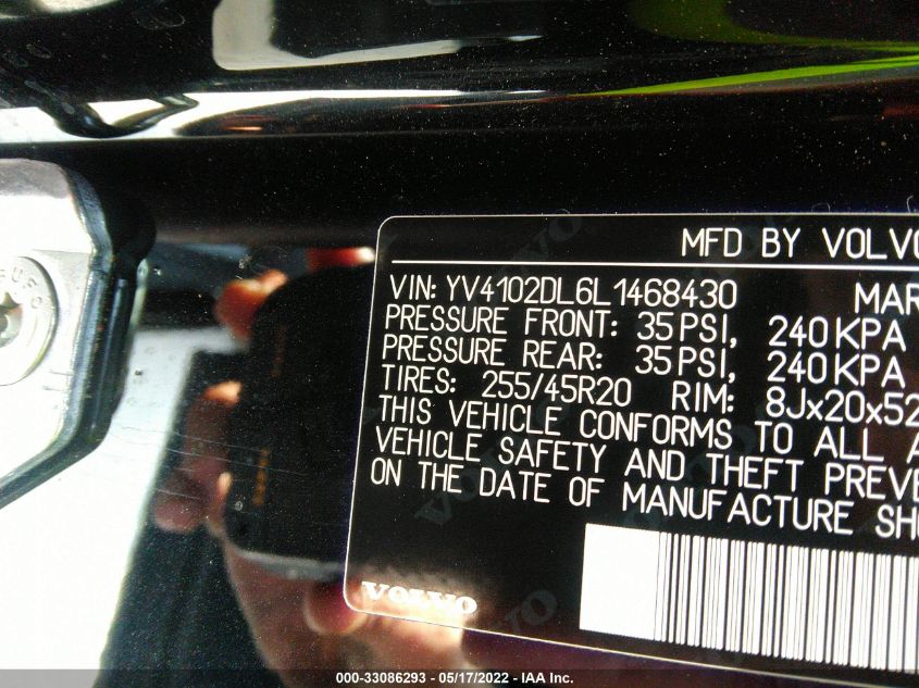 2020 VOLVO XC60 INSCRIPTION YV4102DL6L1468430