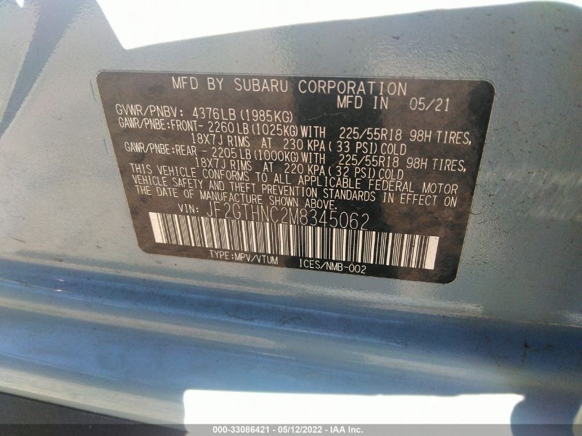 2021 SUBARU CROSSTREK LIMITED JF2GTHNC2M8345062