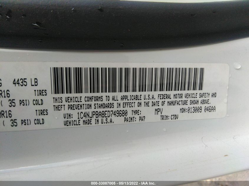 2014 JEEP PATRIOT SPORT 1C4NJPBA8ED749680