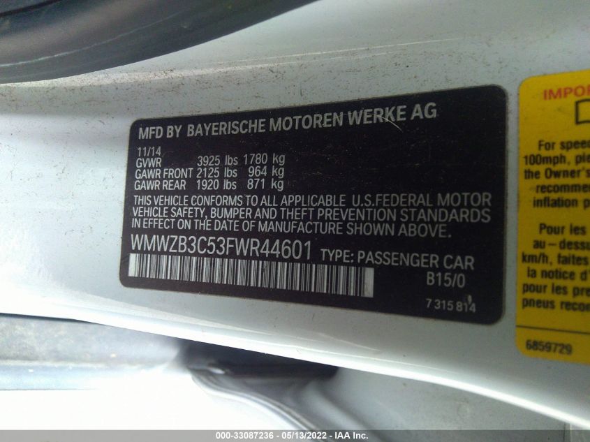 2015 MINI COOPER COUNTRYMAN WMWZB3C53FWR44601