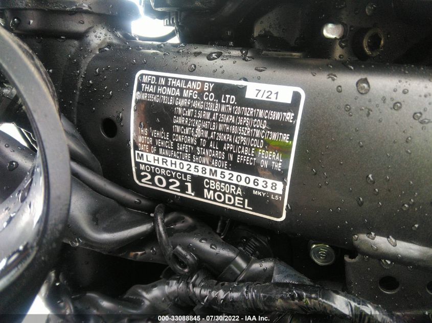 2021 HONDA CB650 RA MLHRH0258M5200638