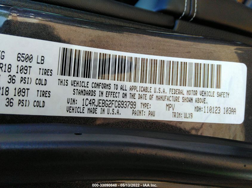 2015 JEEP GRAND CHEROKEE LIMITED 1C4RJEBG2FC693799