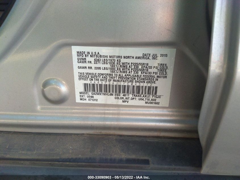 2015 MITSUBISHI OUTLANDER SPORT ES 4A4AP3AU1FE043172