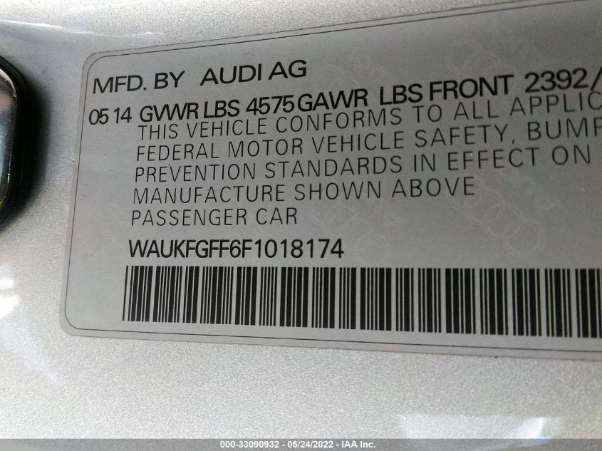 2015 AUDI A3 2.0T PRESTIGE WAUKFGFF6F1018174