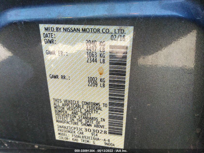 2018 NISSAN LEAF S 1N4AZ1CP3JC303028