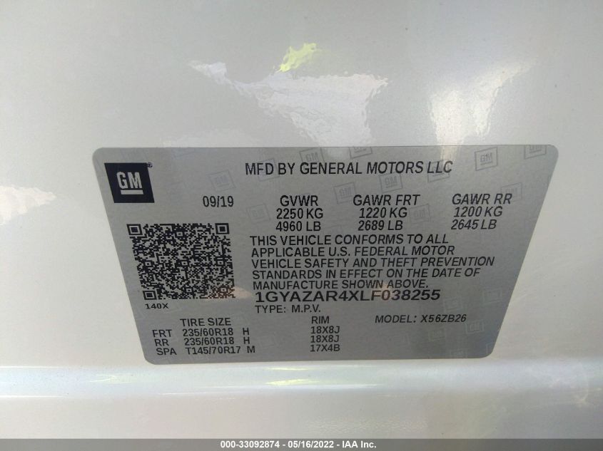 2020 CADILLAC XT4 FWD LUXURY 1GYAZAR4XLF038255