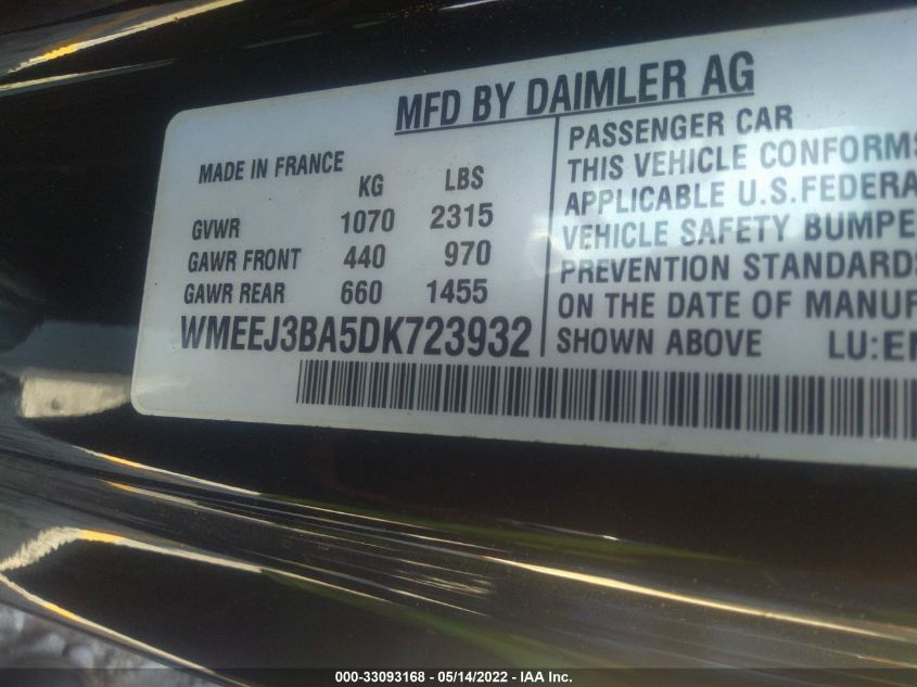 2013 SMART FORTWO PURE/PASSION WMEEJ3BA5DK723932