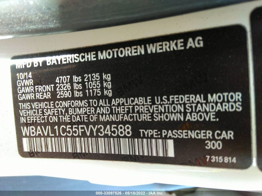 2015 BMW X1 XDRIVE28I WBAVL1C55FVY34588
