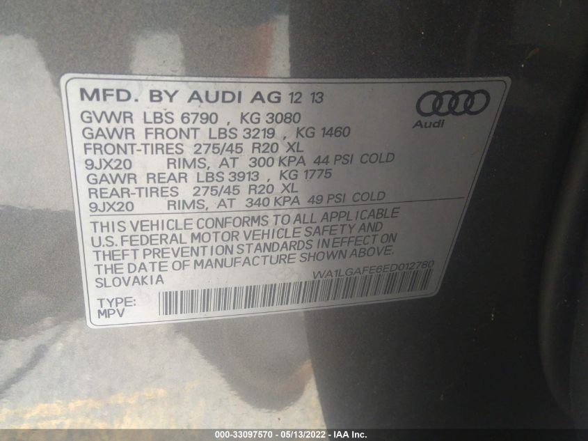 2014 AUDI Q7 3.0T PREMIUM PLUS WA1LGAFE6ED012780
