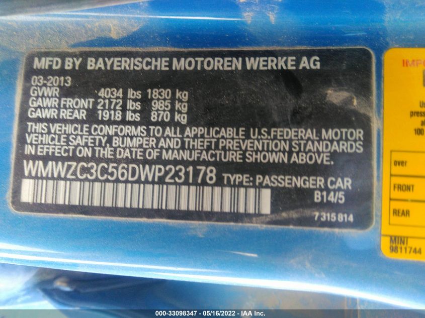 2013 MINI COOPER COUNTRYMAN S WMWZC3C56DWP23178