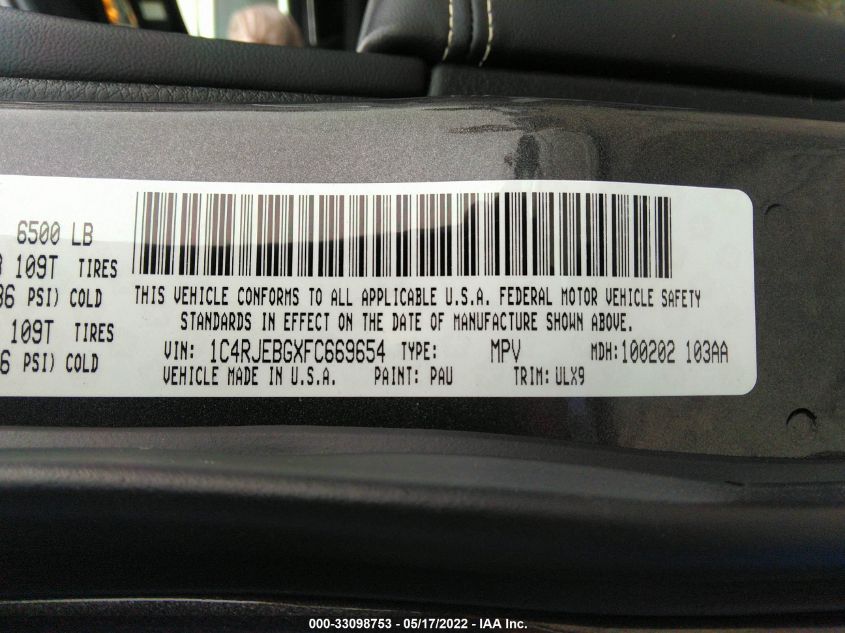 2015 JEEP GRAND CHEROKEE LIMITED 1C4RJEBGXFC669654