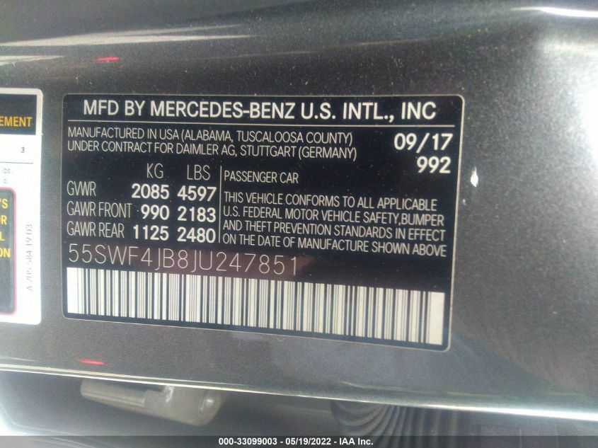 2018 MERCEDES-BENZ C-CLASS C 300 55SWF4JB8JU247851
