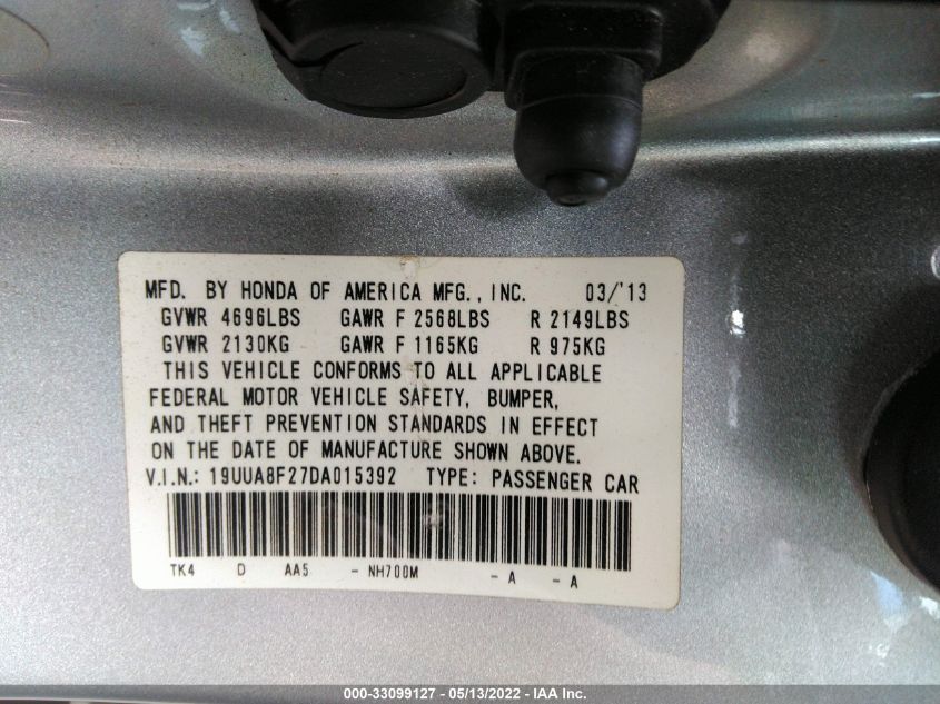 2013 ACURA TL 19UUA8F27DA015392