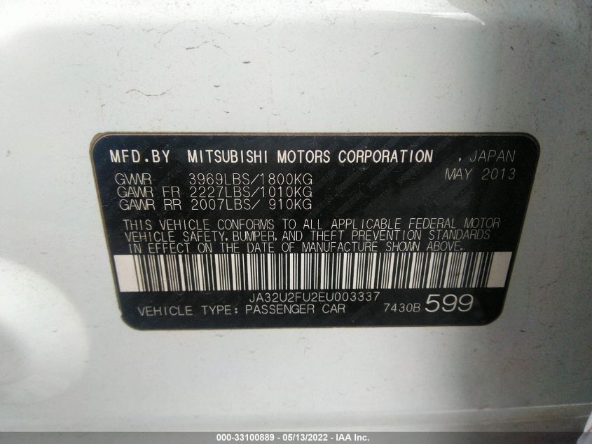 2014 MITSUBISHI LANCER ES JA32U2FU2EU003337