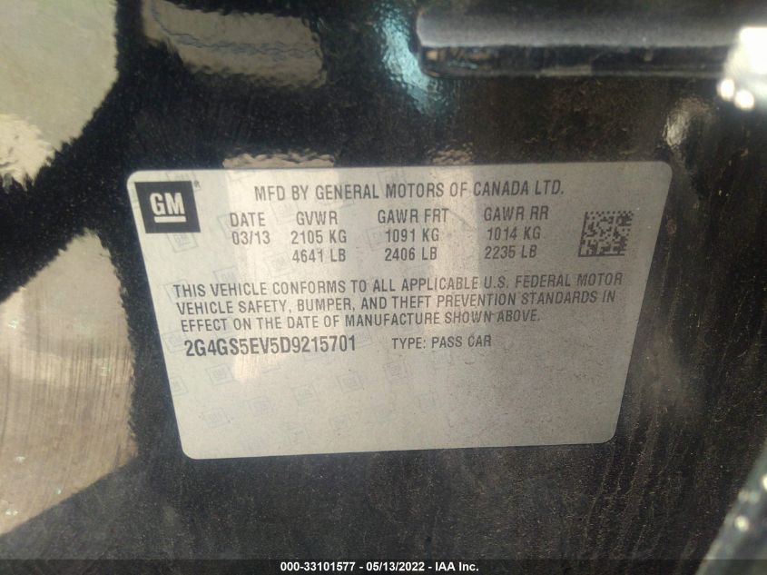 2013 BUICK REGAL TURBO PREMIUM 1 2G4GS5EV5D9215701