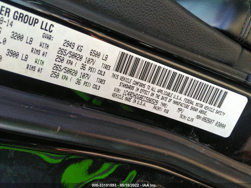 2014 DODGE DURANGO LIMITED 1C4RDHDG8EC596529