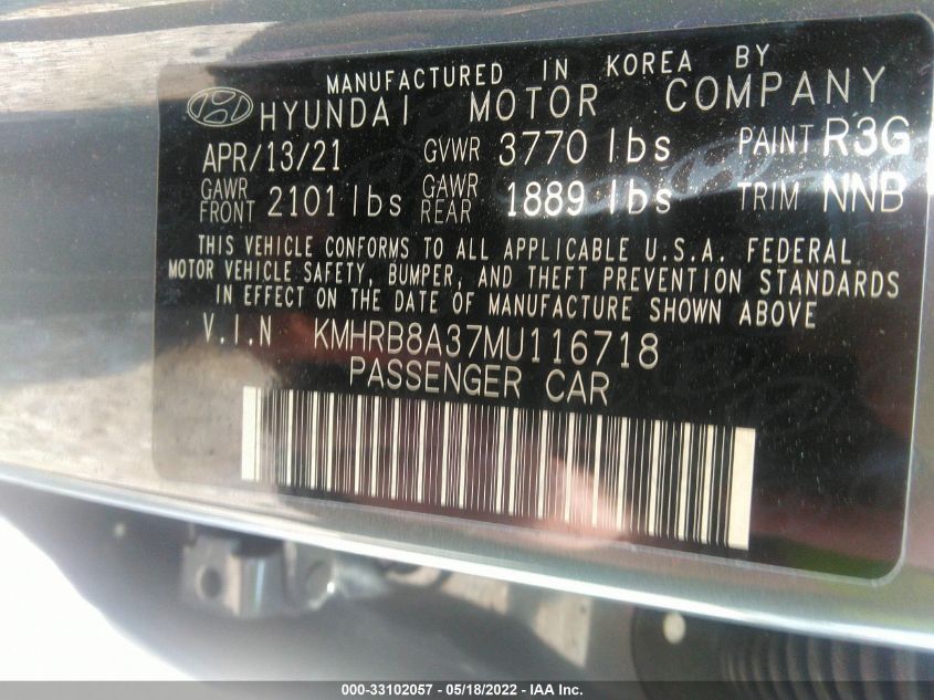 2021 HYUNDAI VENUE SE KMHRB8A37MU116718
