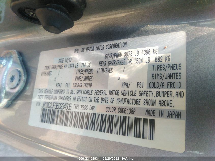 2014 MAZDA MX-5 MIATA SPORT JM1NC2JF3E0234605