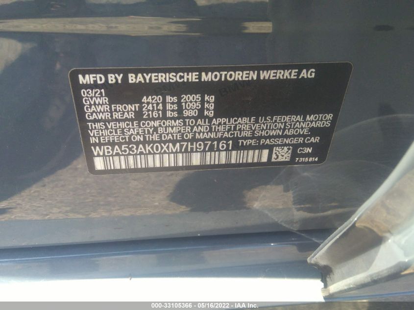 2021 BMW 2 SERIES 228I WBA53AK0XM7H97161