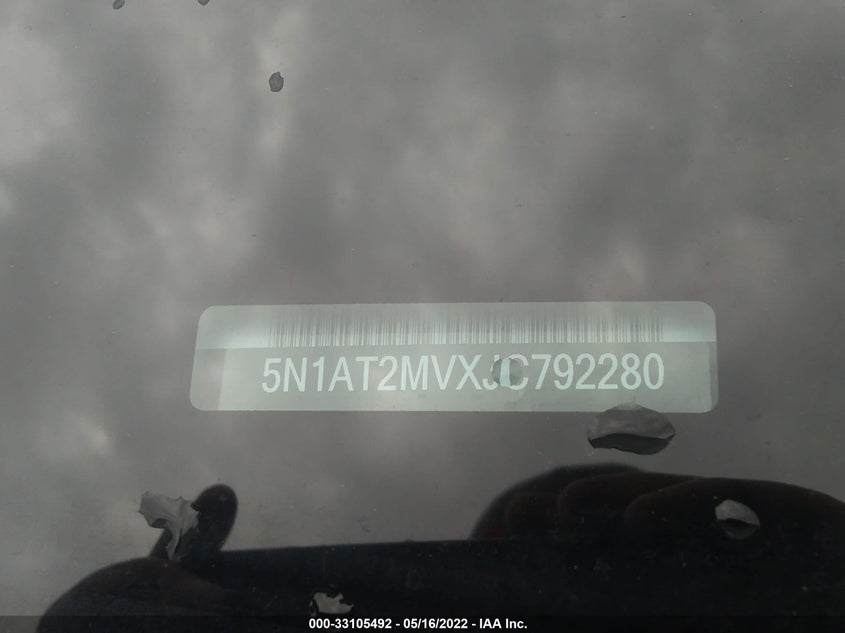 VIN 5N1AT2MVXJC792280 2018 NISSAN ROGUE SV