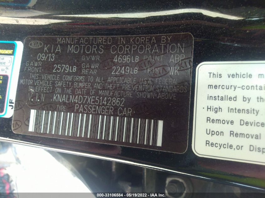 2014 KIA CADENZA PREMIUM/LIMITED KNALN4D7XE5142862