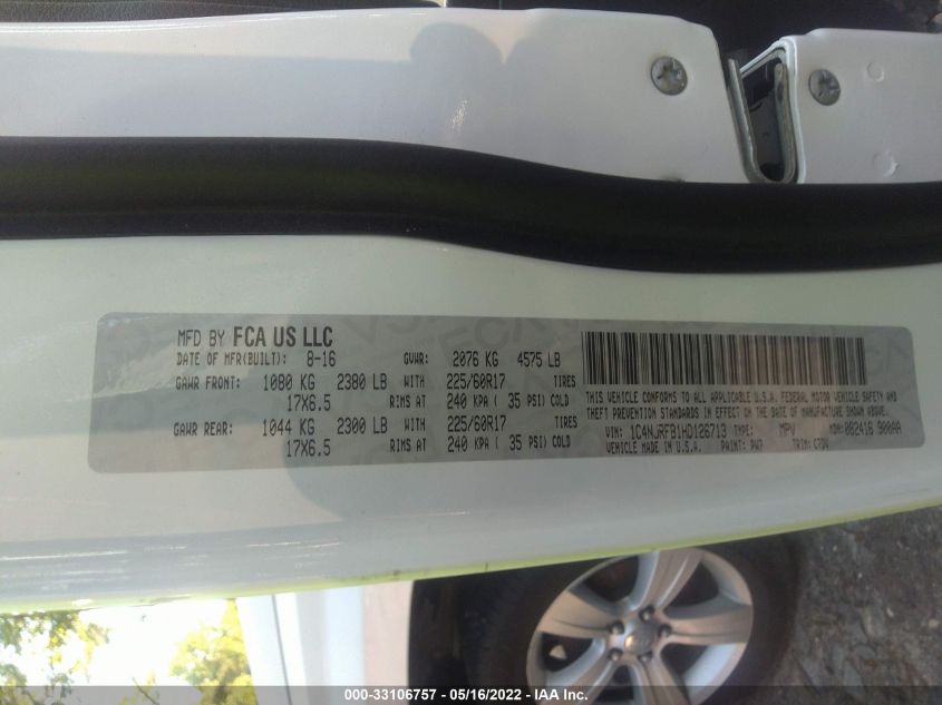 2017 JEEP PATRIOT LATITUDE 1C4NJRFB1HD126713