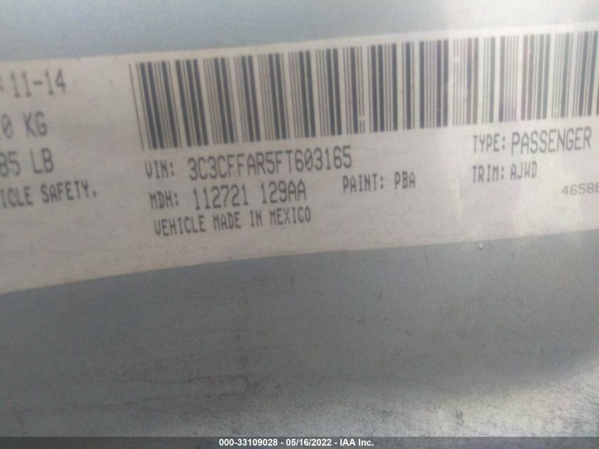 2015 FIAT 500 POP 3C3CFFAR5FT603165