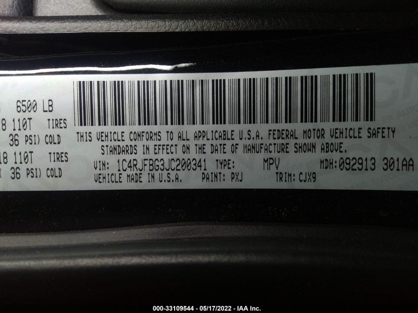 2018 JEEP GRAND CHEROKEE LIMITED 1C4RJFBG3JC200341