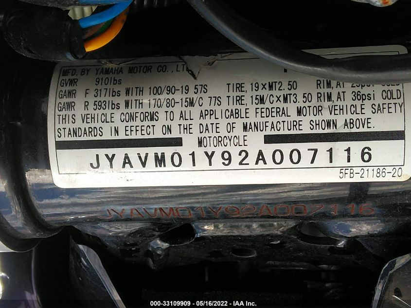 2002 YAMAHA XVS65 A JYAVM01Y92A007116