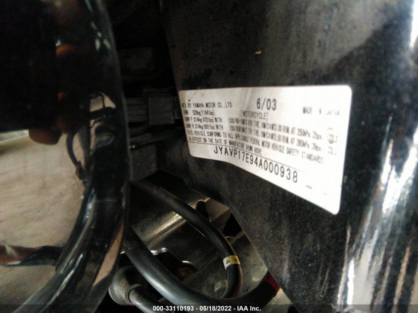 2004 YAMAHA XV1700 A JYAVP17E94A000938