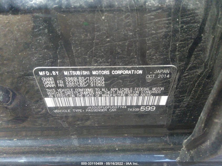 2015 MITSUBISHI LANCER ES JA32U2FU0FU007744