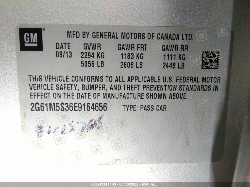 2014 CADILLAC XTS LUXURY 2G61M5S36E9164656
