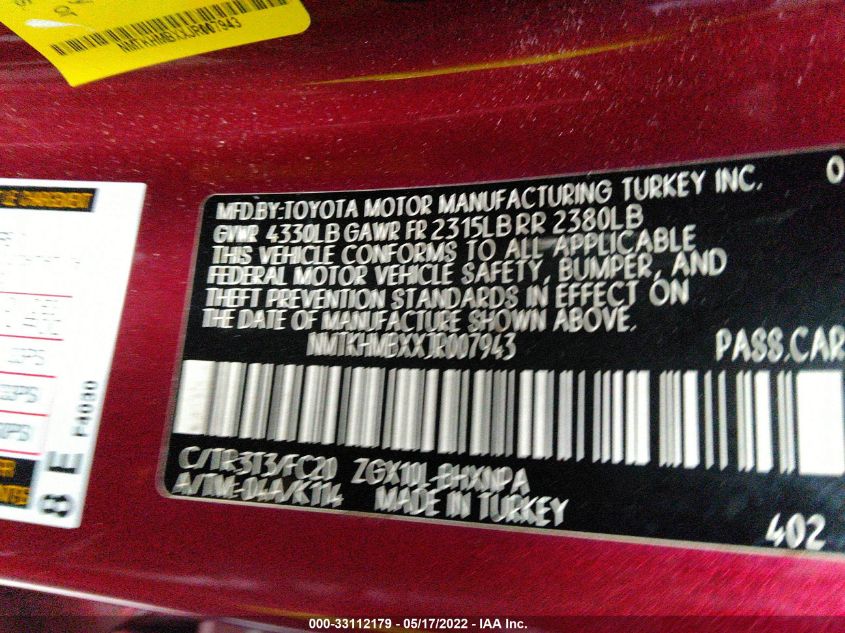 2018 TOYOTA C-HR XLE NMTKHMBXXJR007943