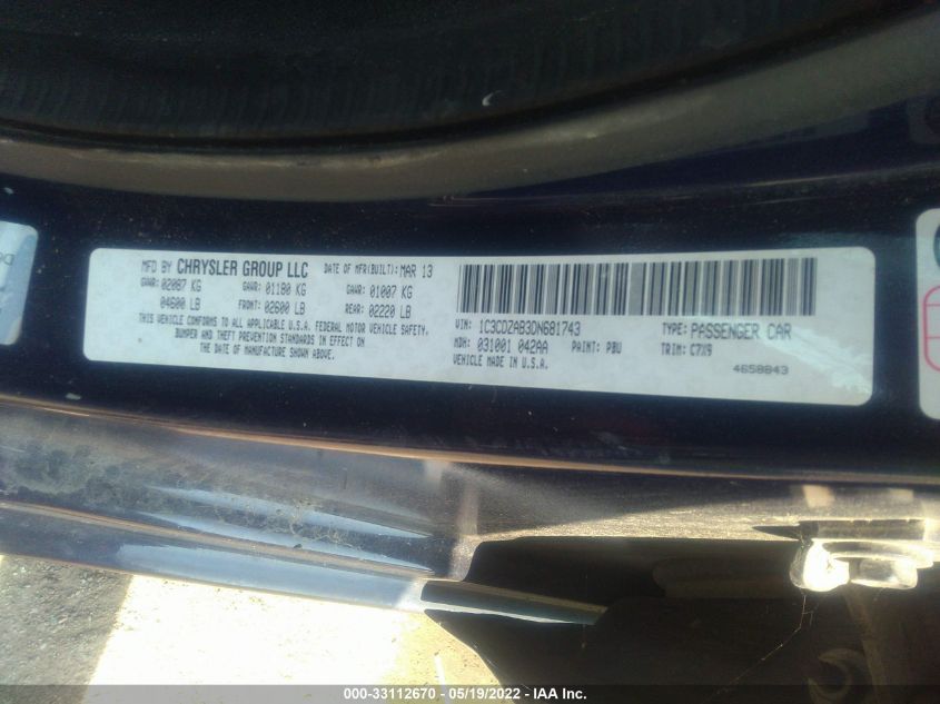 2013 DODGE AVENGER SE 1C3CDZAB3DN681743