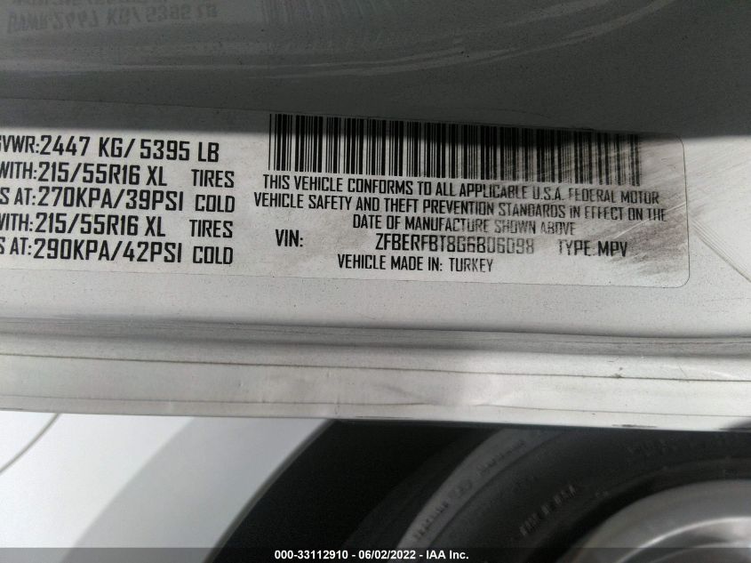 2016 RAM PROMASTER CITY CARGO VAN TRADESMAN SLT ZFBERFBT8G6B06098