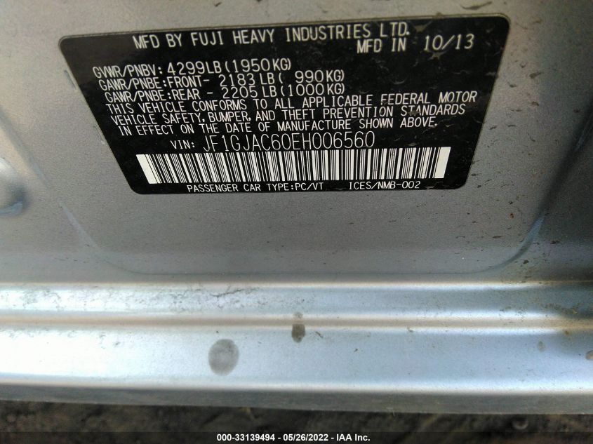 2014 SUBARU IMPREZA SEDAN PREMIUM JF1GJAC60EH006560