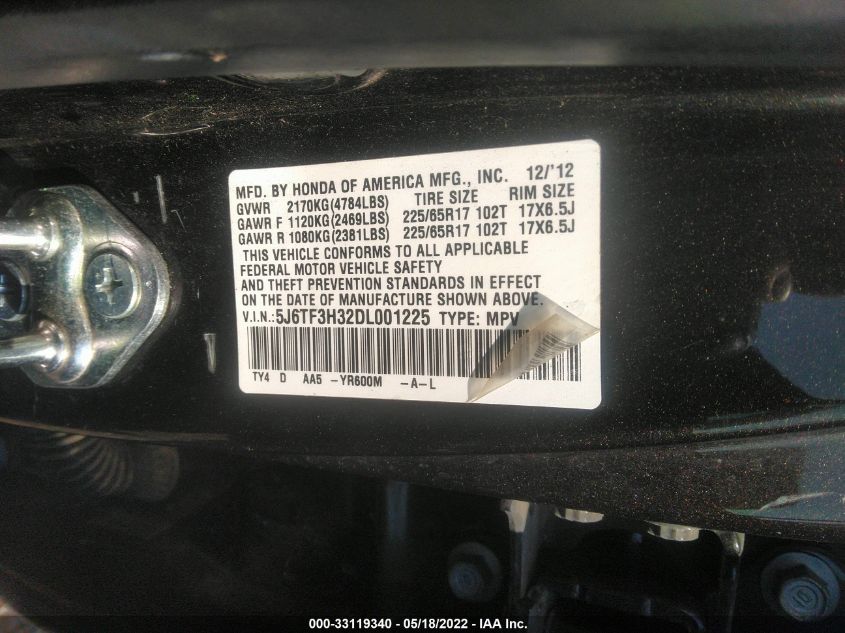2013 HONDA CROSSTOUR EX 5J6TF3H32DL001225