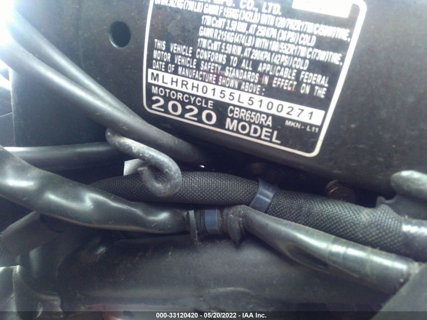 2020 HONDA CBR650 RA MLHRH0155L5100271