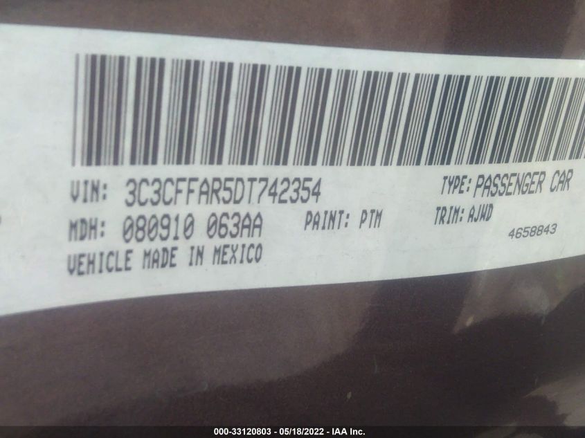 2013 FIAT 500 POP 3C3CFFAR5DT742354