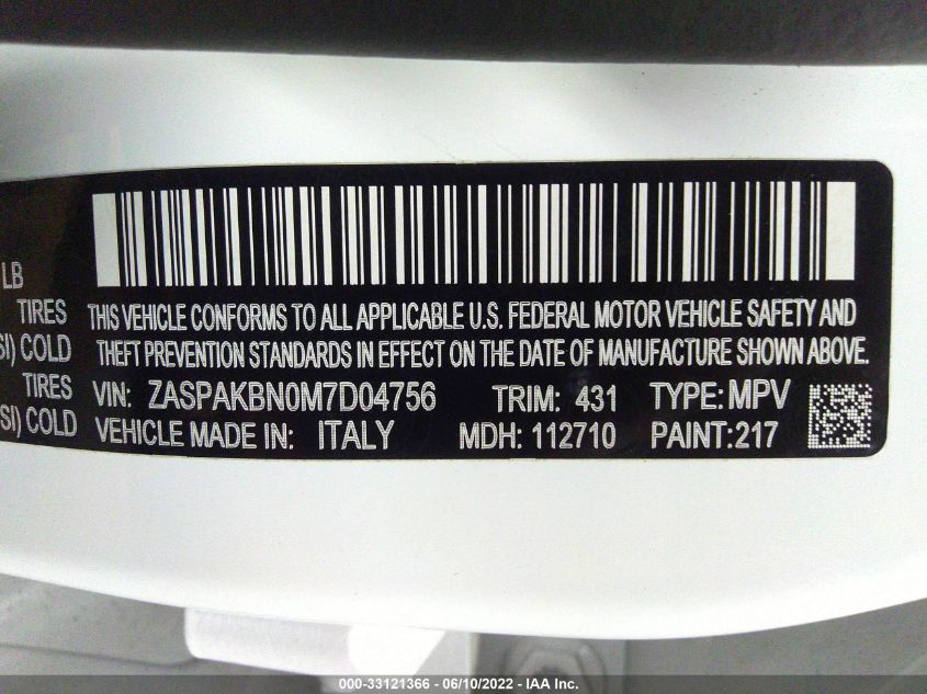2021 ALFA ROMEO STELVIO TI ZASPAKBN0M7D04756