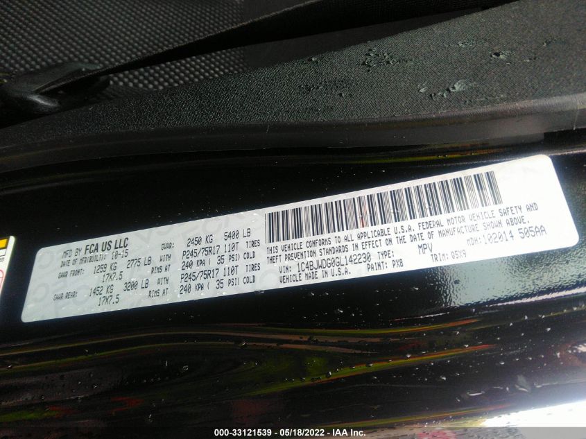 2016 JEEP WRANGLER UNLIMITED BLACK BEAR 1C4BJWDG0GL142230