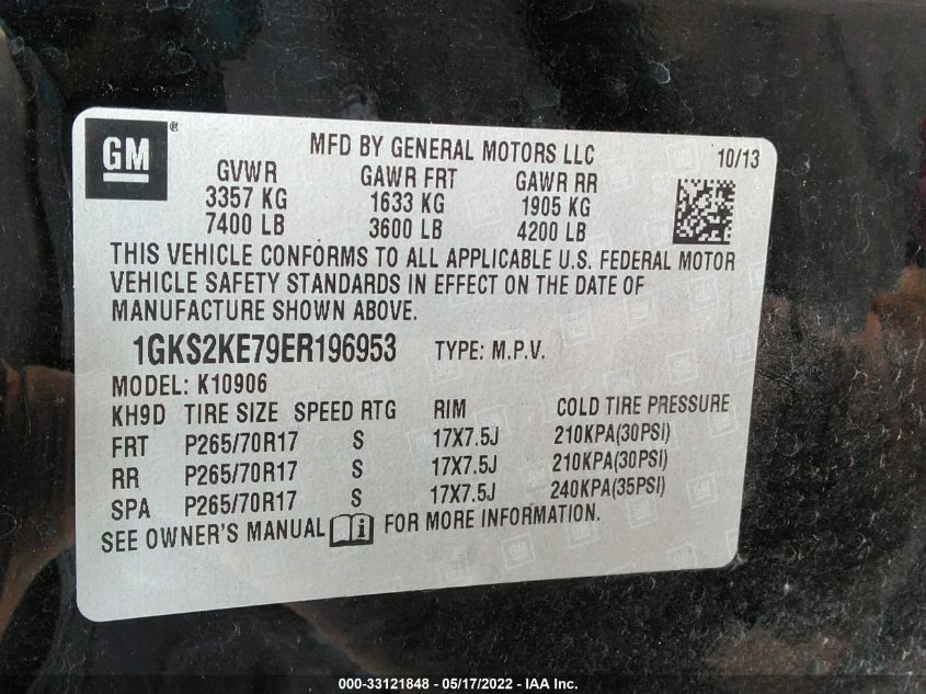 2014 GMC YUKON XL SLT 1GKS2KE79ER196953