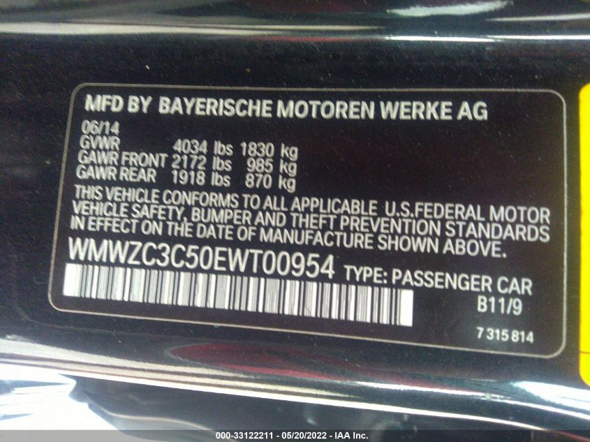 2014 MINI COOPER COUNTRYMAN S COUNTRYMAN WMWZC3C50EWT00954
