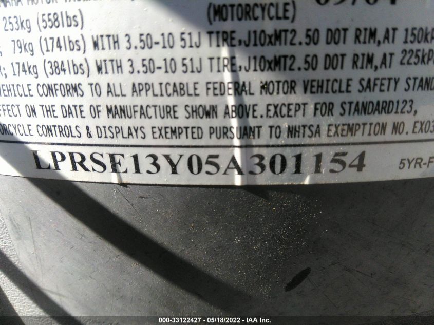 2005 YAMAHA XC125 V LPRSE13Y05A301154