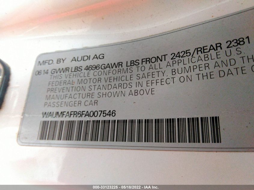 2015 AUDI A5 PREMIUM PLUS WAUMFAFR6FA007546