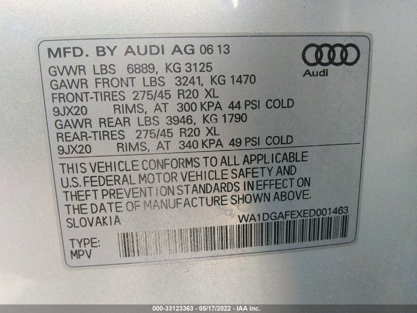 2014 AUDI Q7 3.0T S LINE PRESTIGE WA1DGAFEXED001463