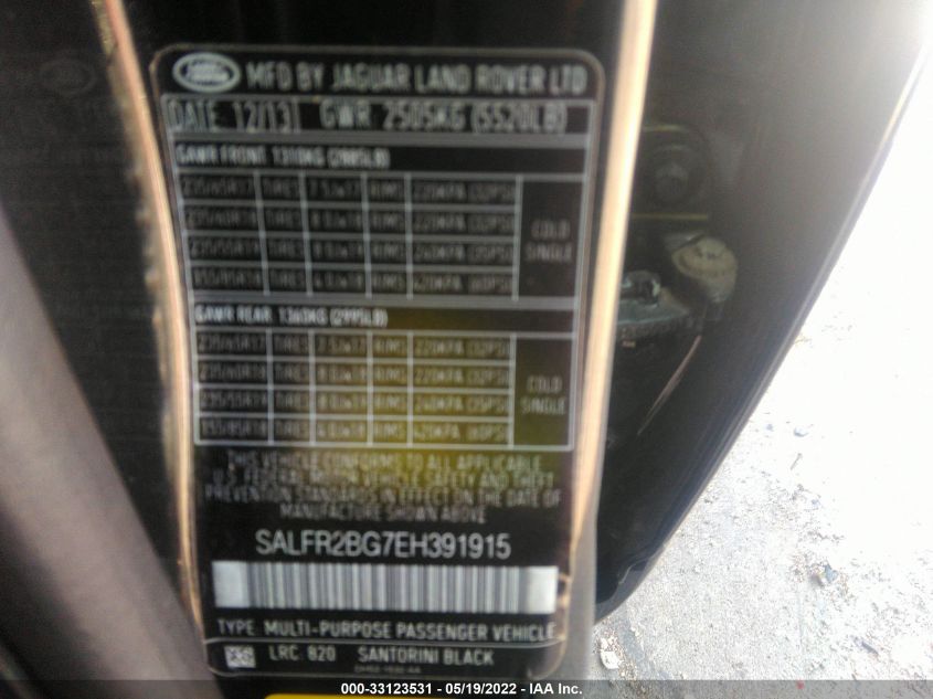 2014 LAND ROVER LR2 SALFR2BG7EH391915