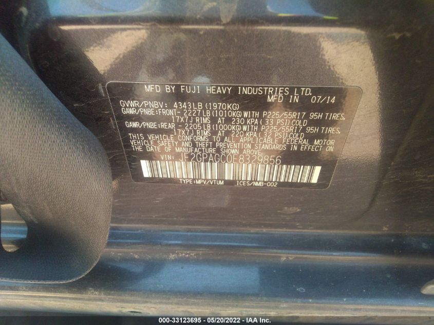2014 SUBARU XV CROSSTREK LIMITED JF2GPAGC0E8329856