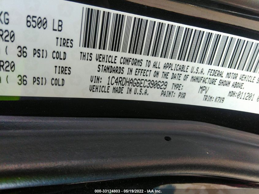 2014 DODGE DURANGO SXT 1C4RDHAG6EC390629